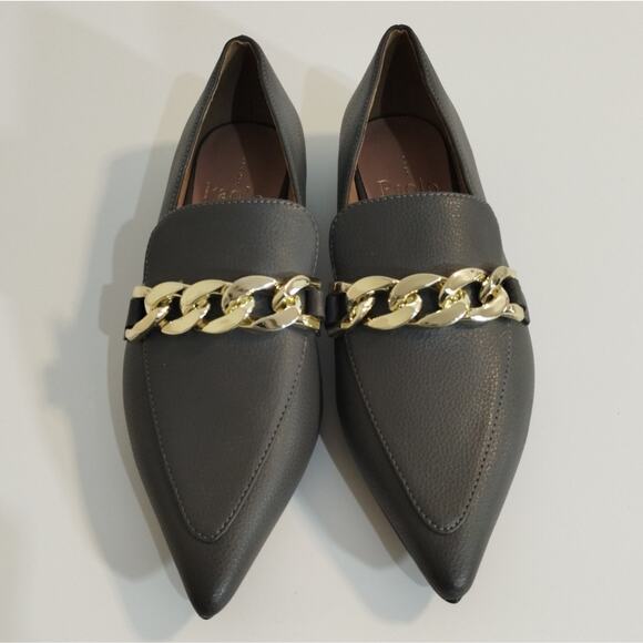 E Linea Paolo Stone Grey Gold Links Mabel-L Pointed Toe Slip On Loafer Shoes 4 - Picture 5 of 12